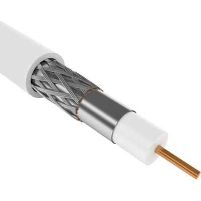 Кабель коаксиальный RG6, однопроволочный, омеднённый, 1.02мм, внешний 6.9, 75Ом, FPE PVC белый (305м) (CC1-R6F1-111) ITK