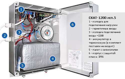 СКАТ-1200 исполнение 5 (4А) уличное исполнение IP56 под термостат 7 или 12 А/ч в Благовещенске