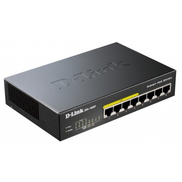 Коммутатор DGS-1008P/B1A 8 портов (4+4 РоЕ) в Благовещенске